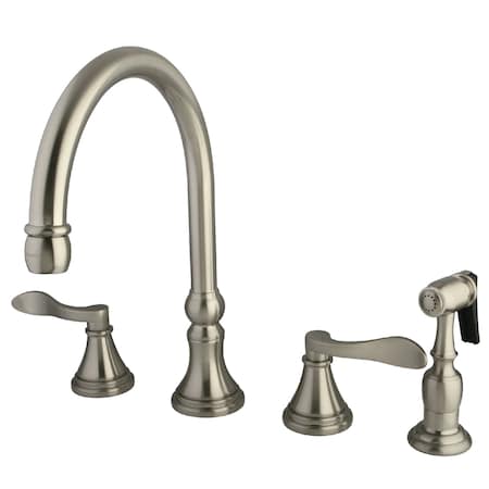 Kingston Brass Widespread Kitchen Faucet, Brushed Nickel KS2798DFLBS